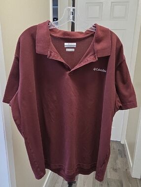 Columbia Active Fit Cotton Blend Maroon Polo Shirt Plus Size Men's